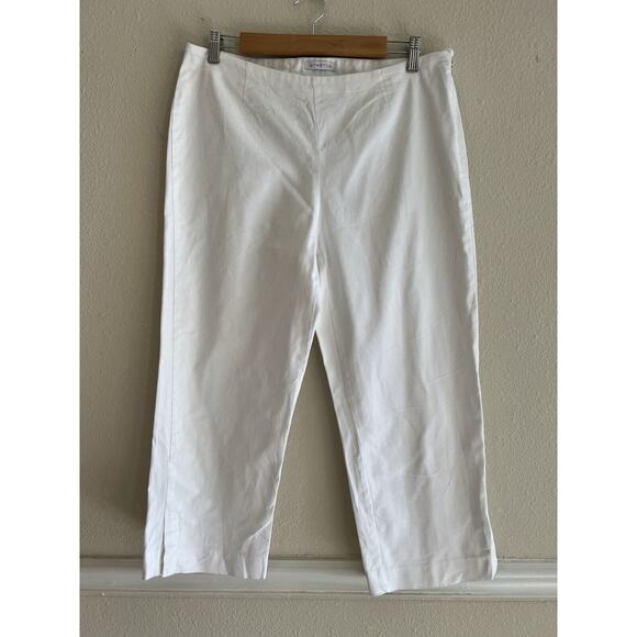 Liz Claiborne Villager White‎ Cotton Stretch Capri Pants Beach Summer Preppy - Picture 1 of 9